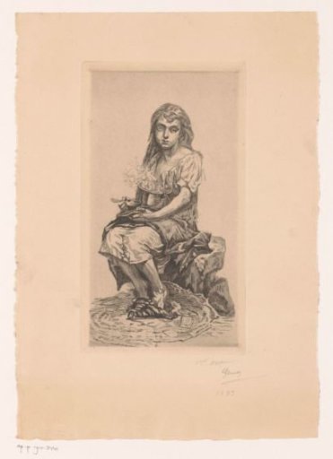 Seated girl eating from a steaming cooking pot