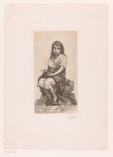 Seated girl eating from a steaming cooking pot