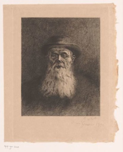 Portrait of an unknown man with hat and beard