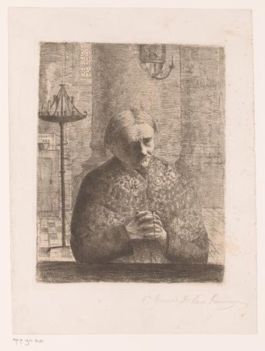 Praying Woman with a Rosary in a Church