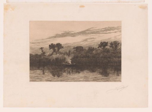 Rowing Boat in a Lake at Twilight