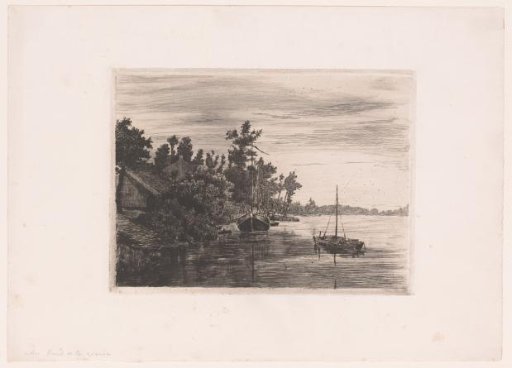 Two Sailing Boats in a River with Houses on the Shore