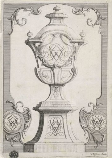 Garden vase with a monogram