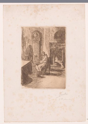 Interior with a Woman Peeling Potatoes