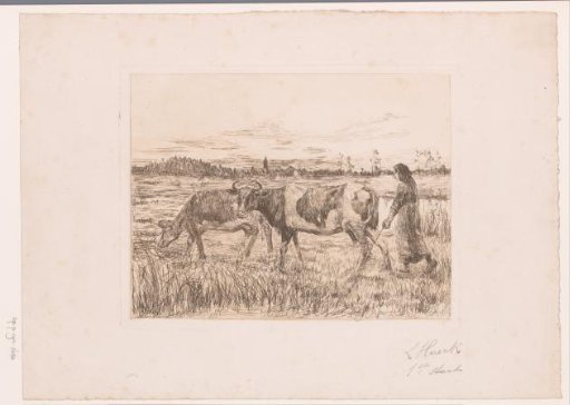 Two Cows with a Peasant Woman in a Landscape