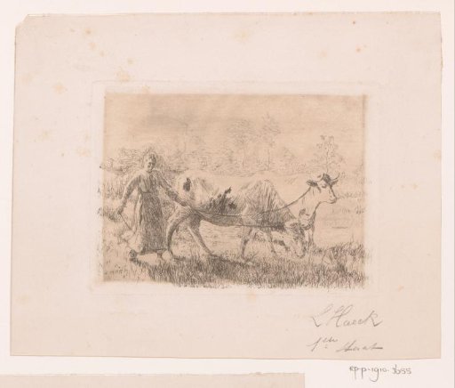 Peasant Woman Leading Two Cows