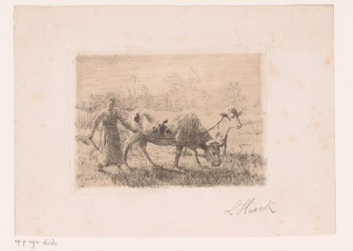 Peasant Woman Leading Two Cows