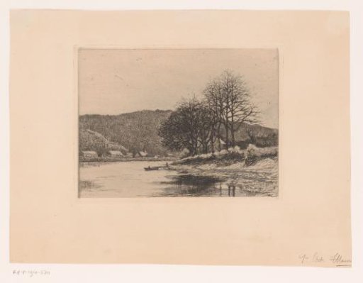 River View with Mountains and Group of Trees