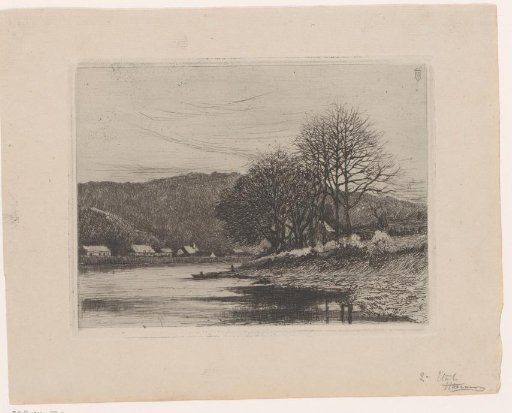 River View with Mountains and Group of Trees