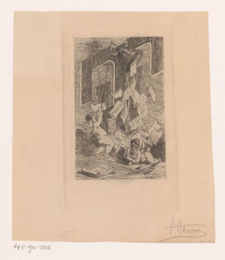 Putto Ringing a Bell from Which Sonnets Fall