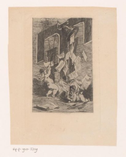 Putto Ringing a Bell from Which Sonnets Fall