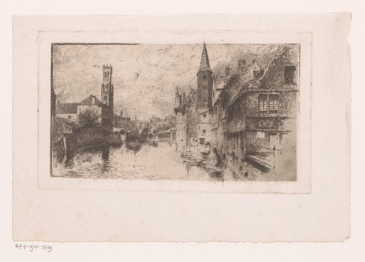 City view with canal and tower
