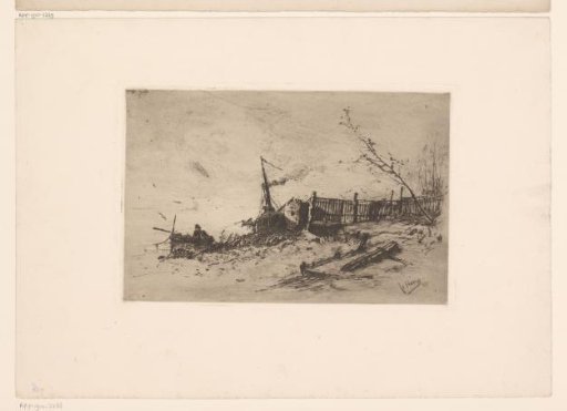 Coastal landscape with a boat in the water and a boat on the shore
