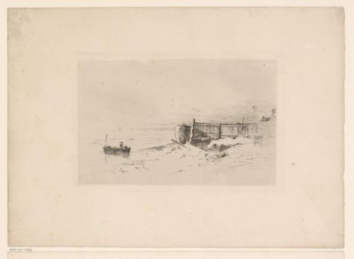 Coastal landscape with a boat in the water and a boat on the shore