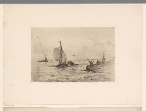 Seascape with boats and a quay