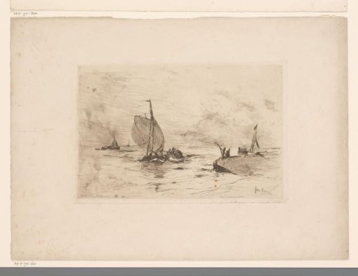 Seascape with boats and a quay