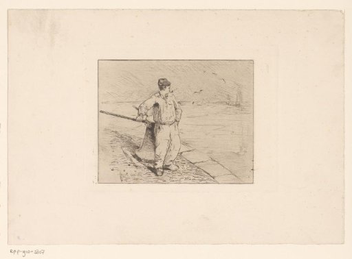 Man smoking a pipe on the quay