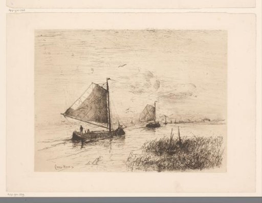 Two sailing ships on the water with the coastline in the background