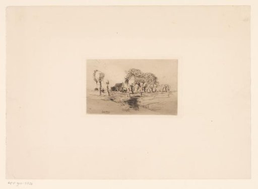 Landscape with a farm and bridge