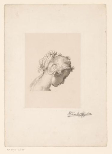 Bust of a woman looking down