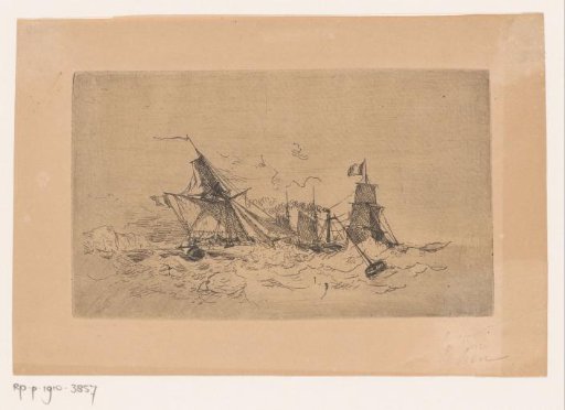 Steamship and Sailing Ships on a Rough Sea