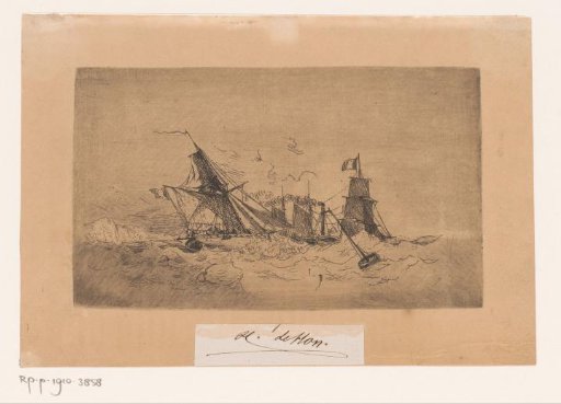 Steamship and Sailing Ships on a Rough Sea