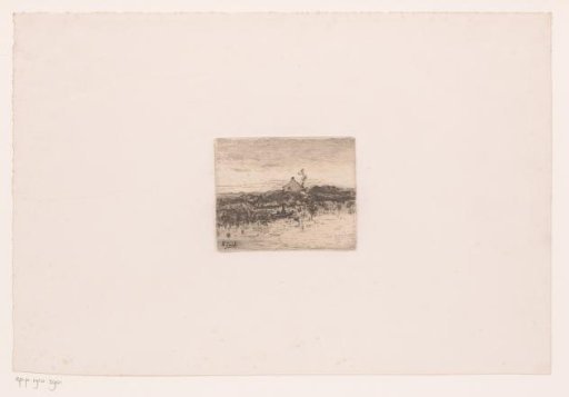 Rowing boat on the water in front of a farmhouse