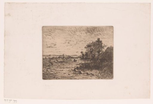 Landscape with a woman and child on a path