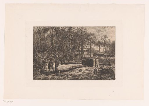Woodcutter at work in the forest