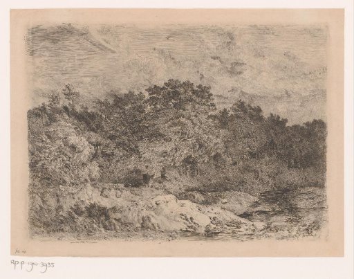 Hilly landscape with trees in the wind