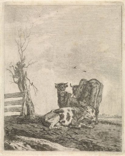 Landscape with three cows
