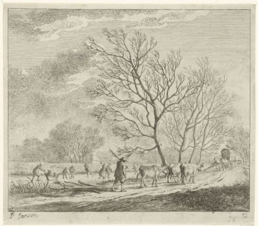 Winter Landscape with Cows and Skaters