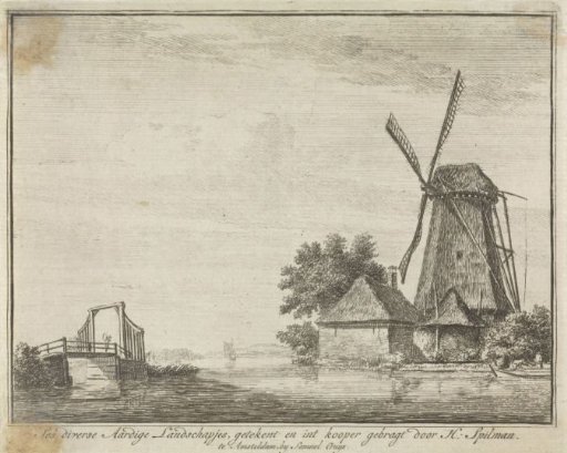 River landscape with a mill
