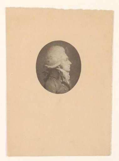 Portrait of an unknown man with wig and earring, in profile