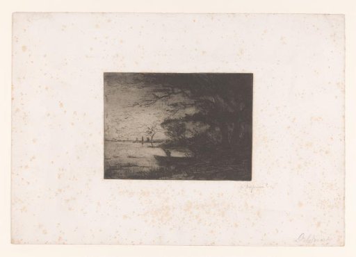 River View with Boat Along the Wooded Bank