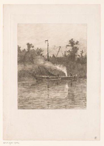 Barge in front of a Quay with Reeds