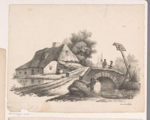 Two figures on a bridge