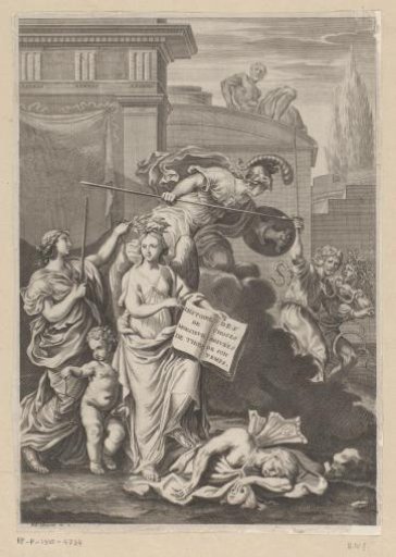Allegorical representation with a genius surrounded by mythological figures