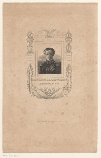 Portrait of Laurent de Gouvion Saint-Cyr in an ornate cartouche