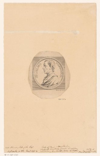 Portret van William Warburton in een medaillon
