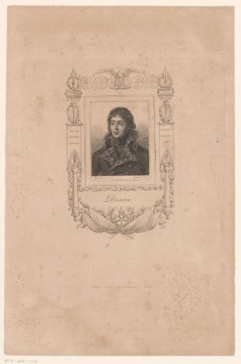 Portrait of Louis-Charles-Antoine Desaix in an ornate cartouche