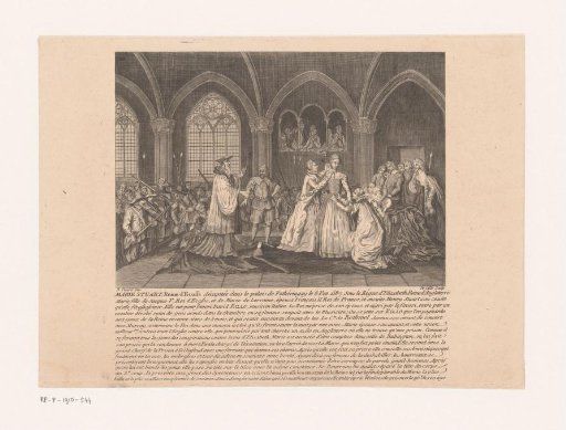 Mary I Stuart being blindfolded to be beheaded