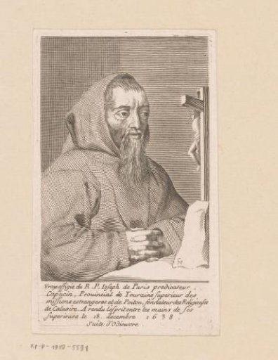 Portrait of François Leclerc du Tremblay, known as Père Joseph, before a cross