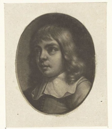 Bust of a boy in an oval, facing left