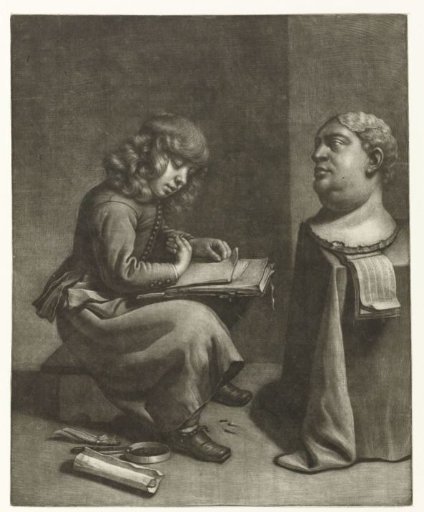 Boy drawing a plaster bust