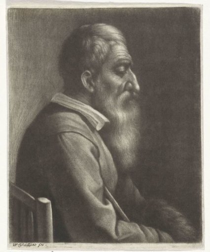 Bearded old man in a chair