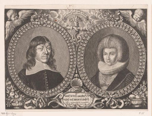 Double portrait of an unknown man and woman in a medallion