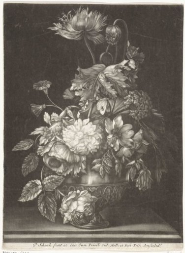 Metal Vase with Flowers