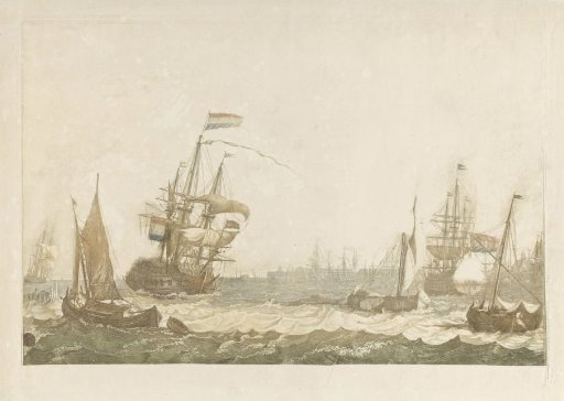View of the IJ with the East India Warehouse and the Oosterkerk