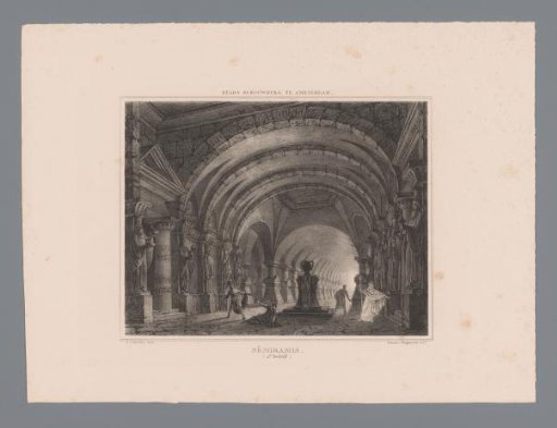 Semiramis, her son, and the spirit of a deceased man in a crypt